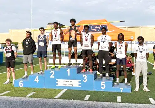 IHSA Finals podium with winners.