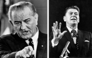 President Lyndon Johnson and President Ronald Reagan