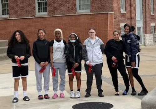 Lady Bulldogs Basketball team of young women visit NCAA Hall of Fame in Indianapolis.