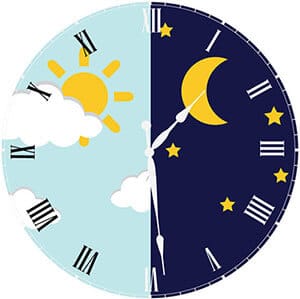 clock with day and night concept with sun and moon